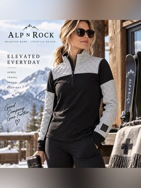 Alp N Rock Cody Mockneck Shirt Black Silver Quilted 1/4 Zip NWT Size S